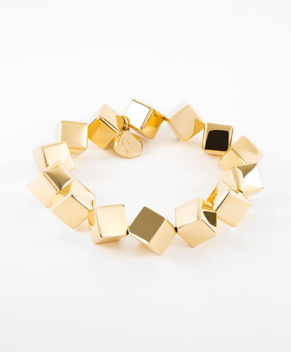 Small Gold Cube Bracelet