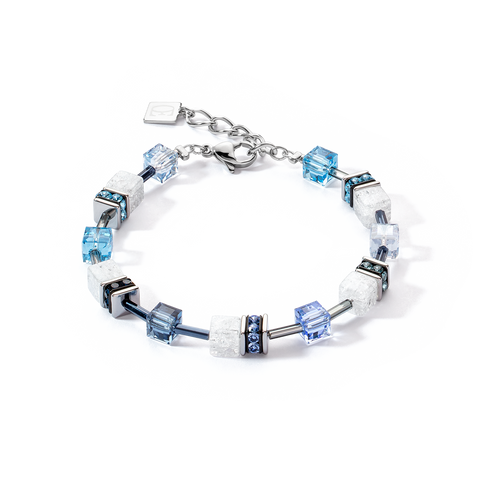 Precious Coeur: Rock Crystal, Swarovski Crystal Rhinestone Rondels Bracelet BLUE