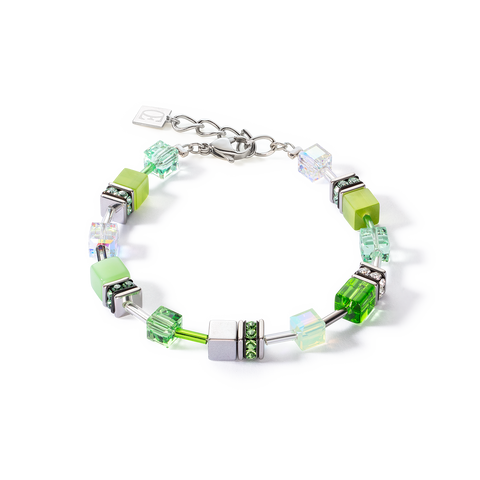 Fresh Coeur: Hematite, Cat Eye, Polaris, glass and Swarovski Elements Bracelet SPRING GREEN