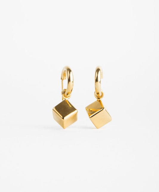 Gold Cube Dangle Earring