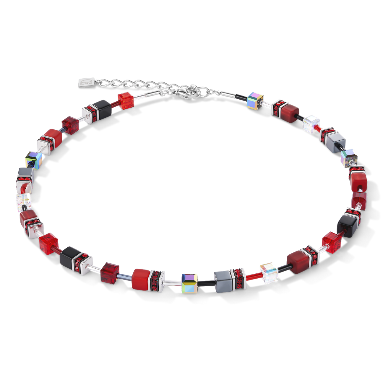 Red-Haematite GeoCube Necklace