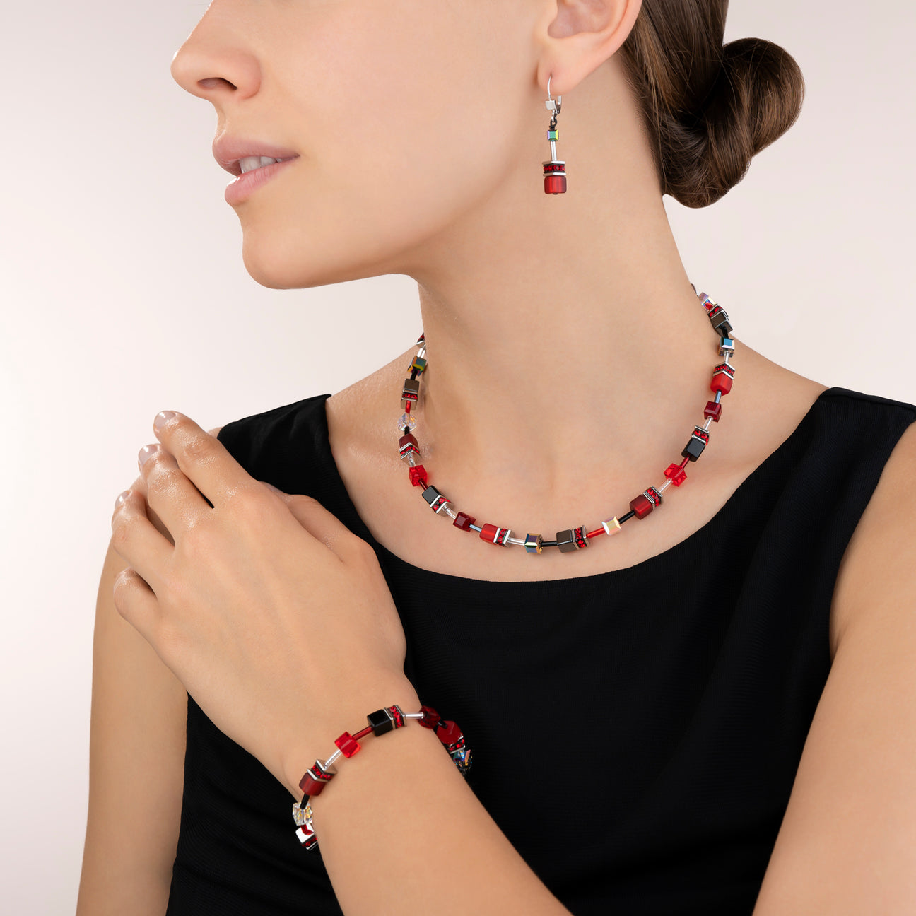 Red-Haematite GeoCube Necklace