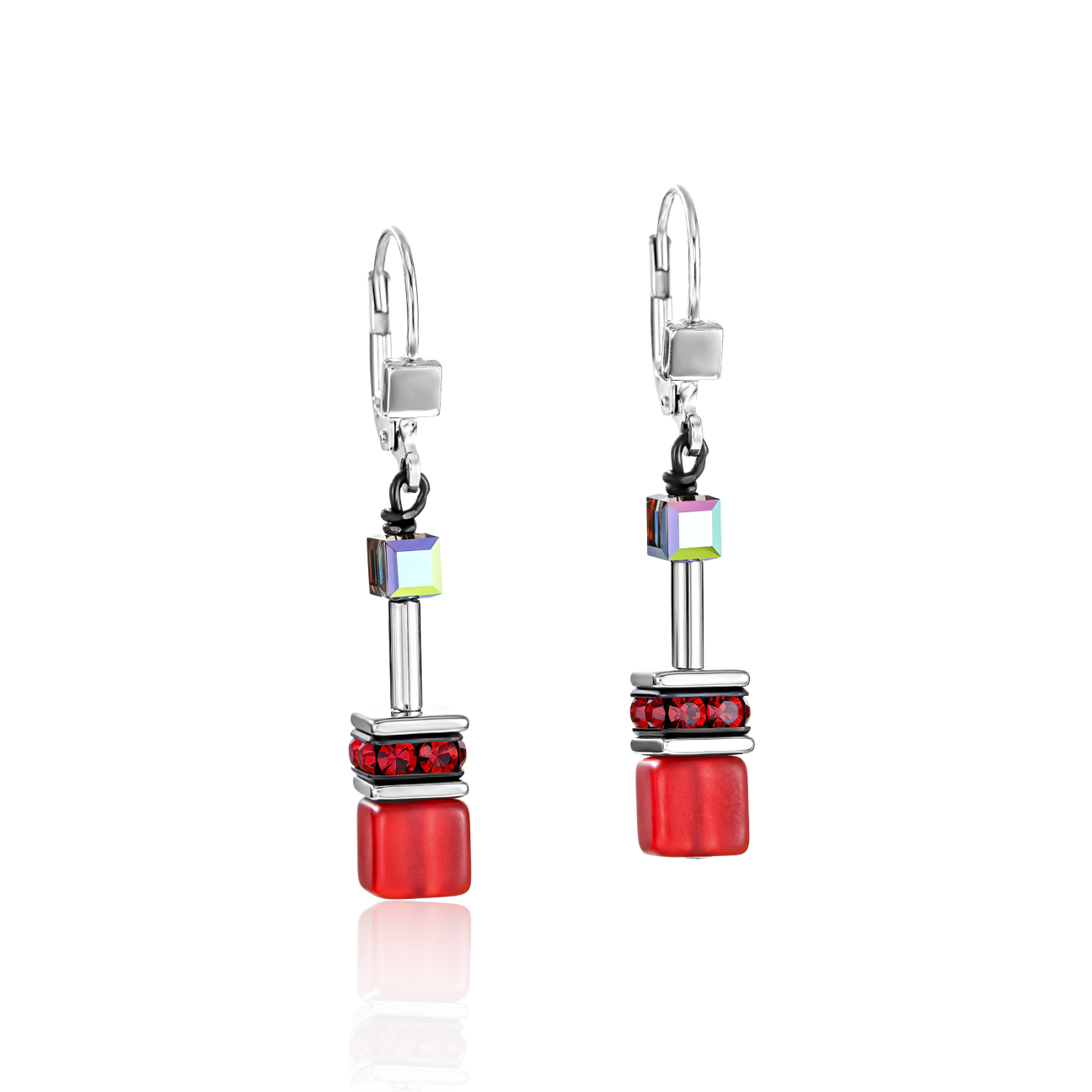 Red GeoCube Earrings