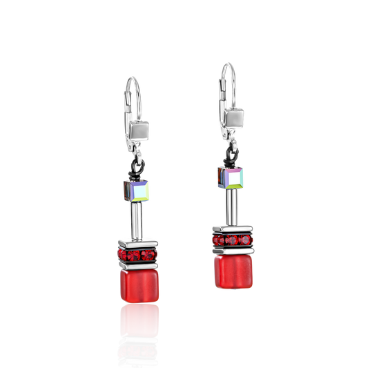 Red GeoCube Earrings