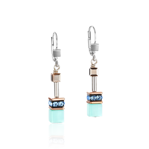 Mint Colored Geo-Cube Earrings