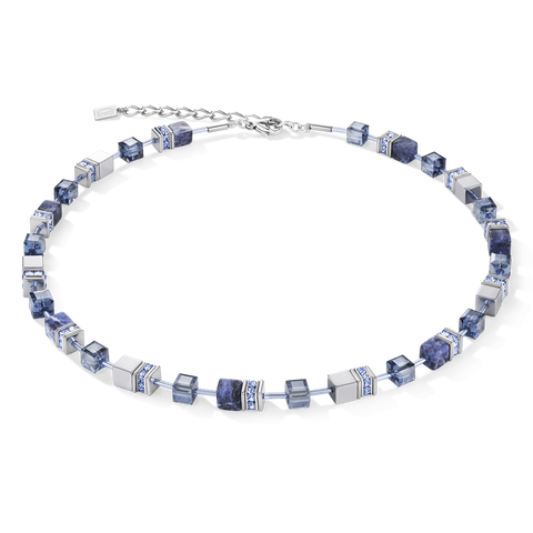 GeoCUBE Necklace Sodalite & Haematite Blue