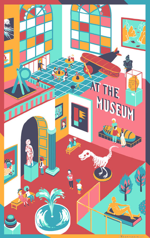 At The Museum Tea Towel