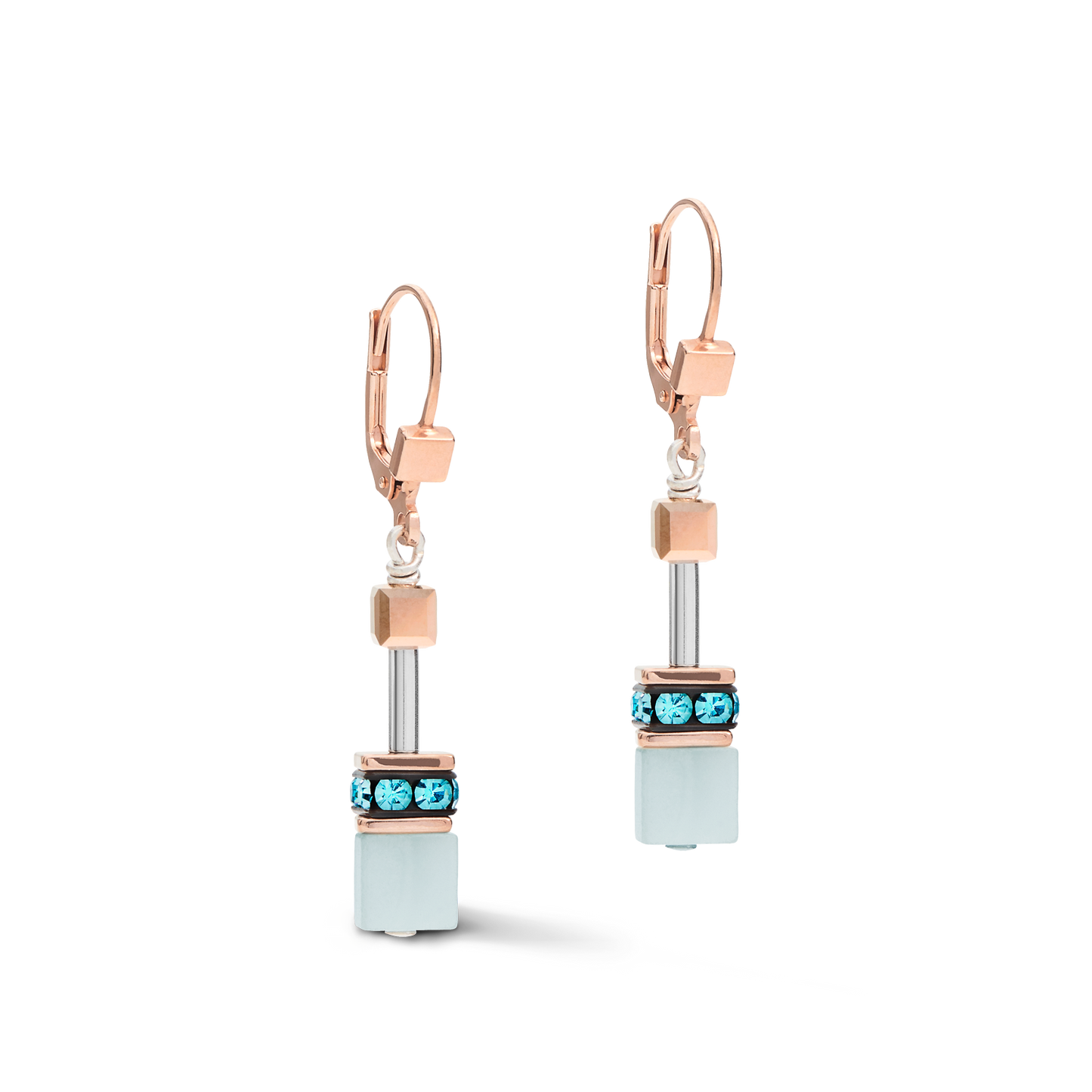 Blue Swarovski Crystal and Light Aqua Earrings