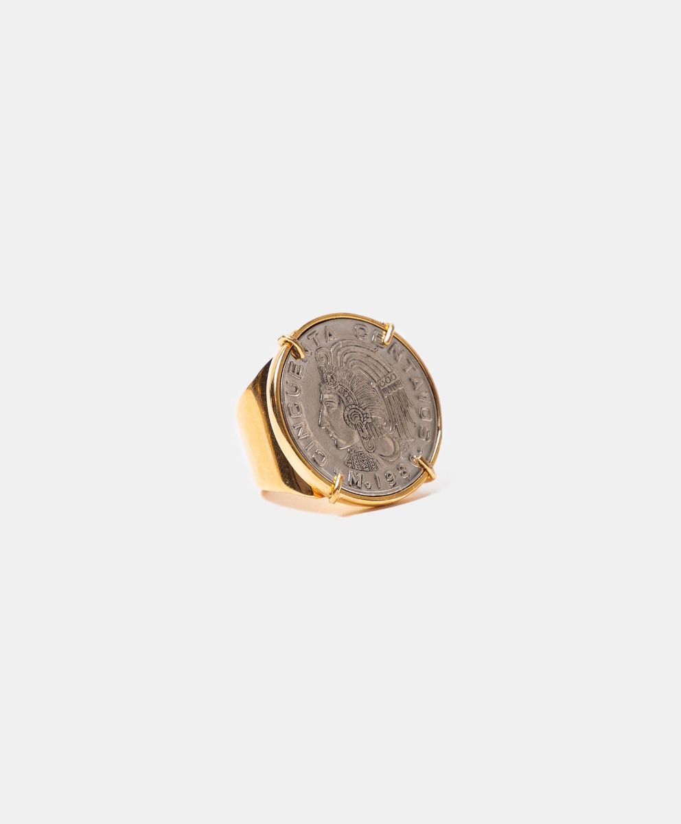 Gold Aztec Coin Ring