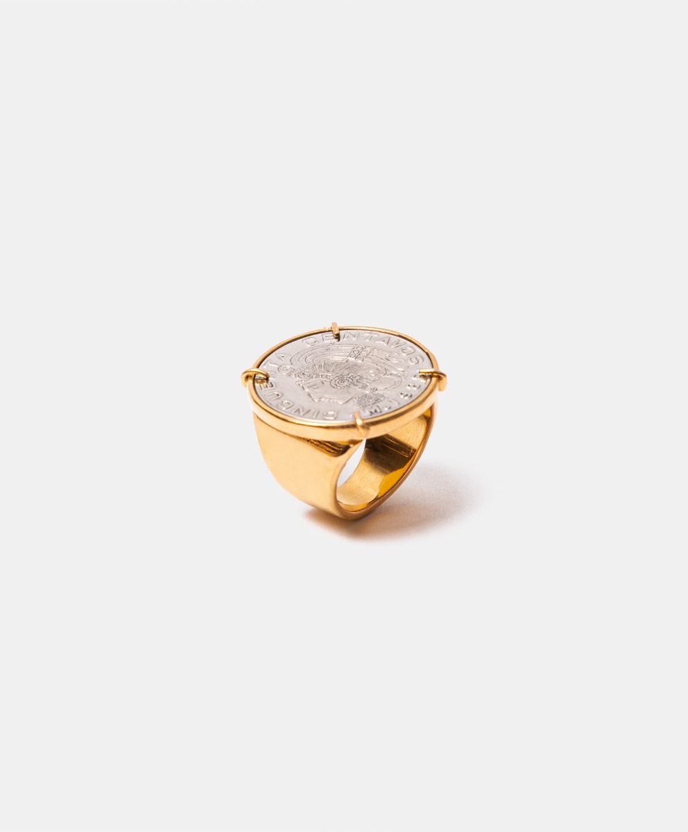 Gold Aztec Coin Ring