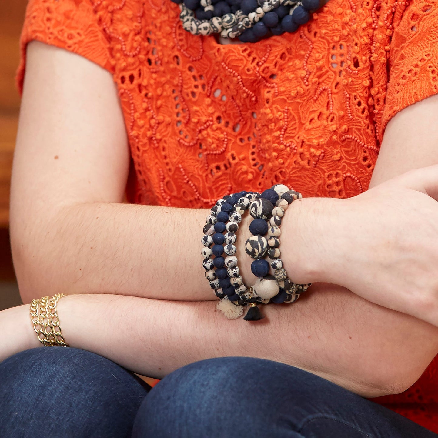 Kantha Indigo Bauble Bracelet