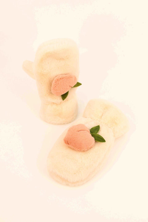 Kid's Fluffy Mittens Peach