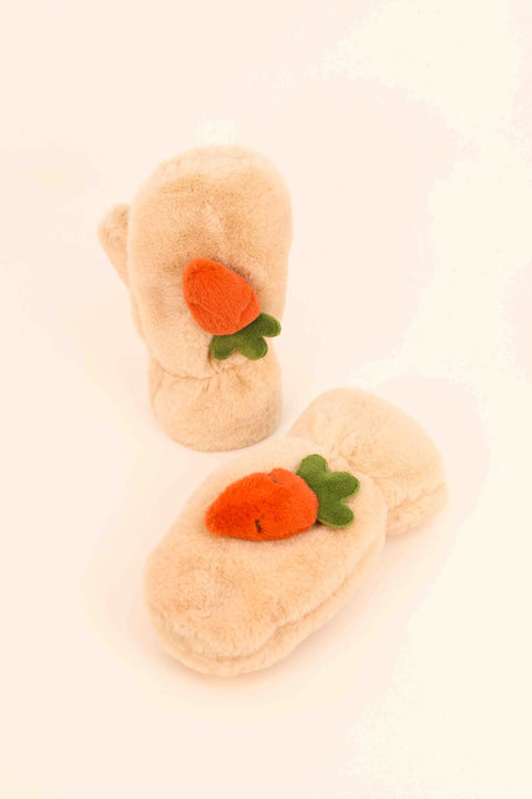 Kid's Fluffy Mittens Carrot