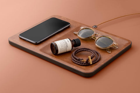 Catch 3 Leather Device Charger and Catch-All - Saddle