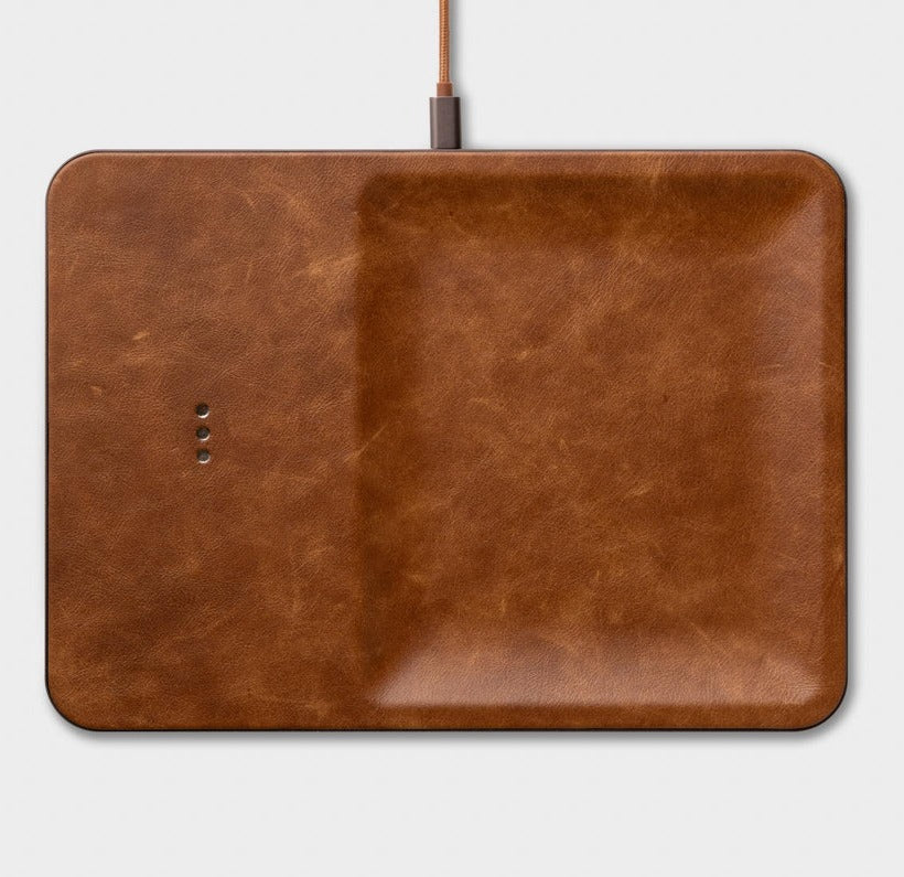 Catch 3 Leather Device Charger and Catch-All - Saddle