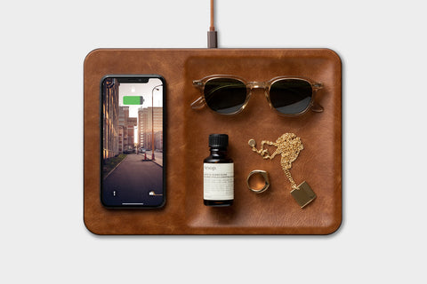 Catch 3 Leather Device Charger and Catch-All - Saddle