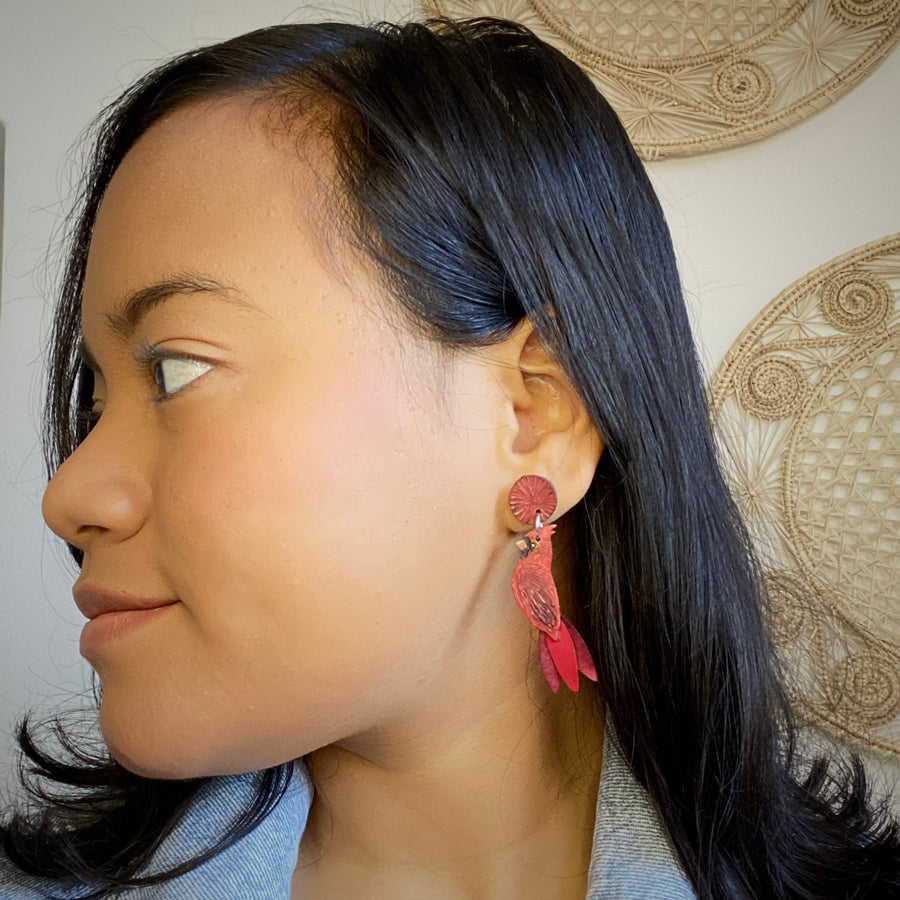 Large Cardinal Earrings