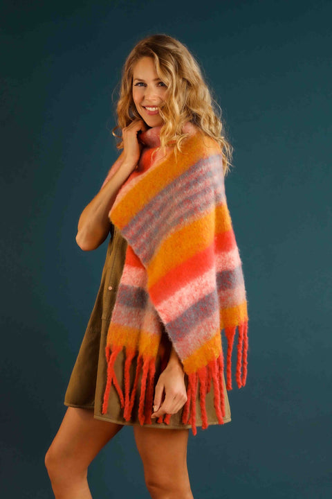 Enid Cozy Scarf Tangerine/Denim