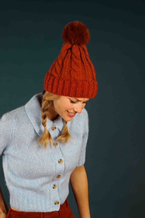 Freya Bobble Hat Rust