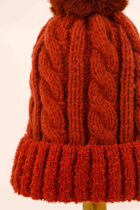 Freya Bobble Hat Rust