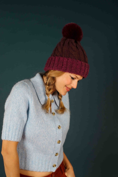 Freya Bobble Hat Damson