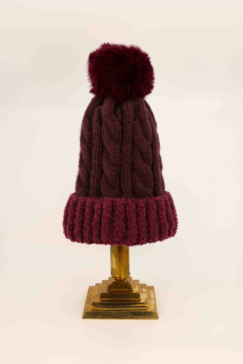 Freya Bobble Hat Damson