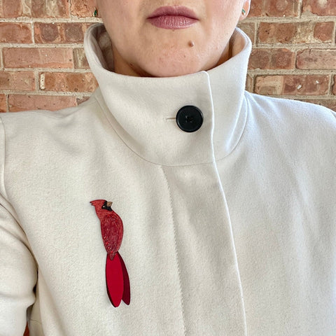 Cardinal Brooch