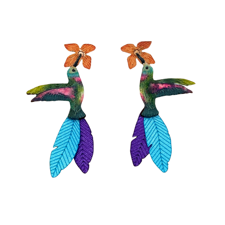 Sm-Ruby Throated Hummingbird Earring
