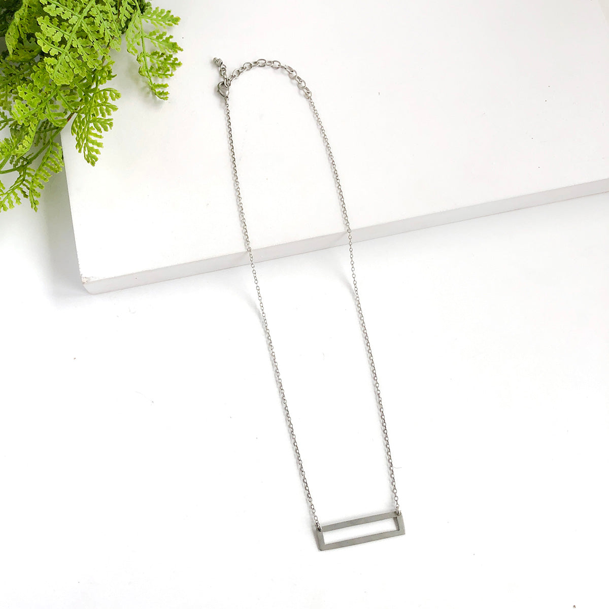 Cutout Rectangular Pendant Necklace