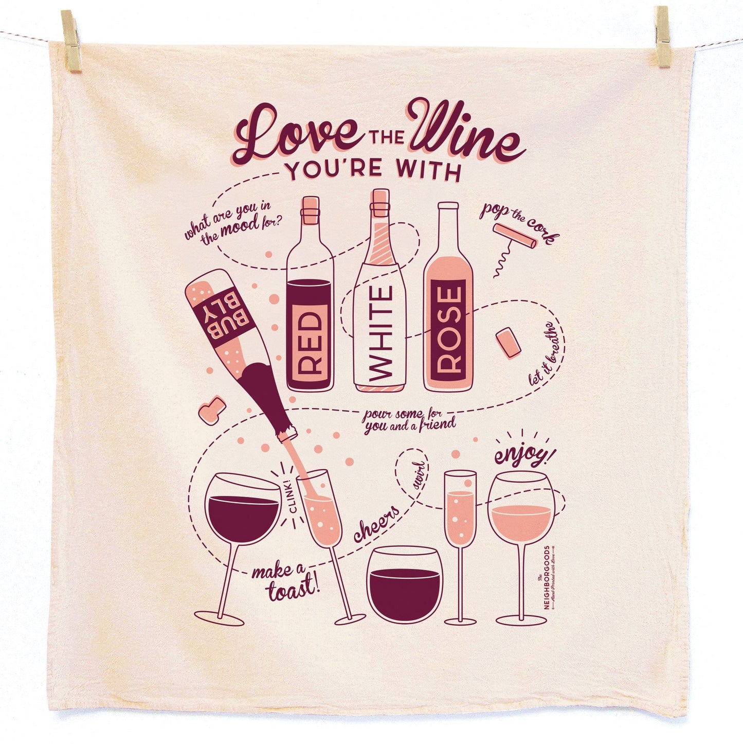 Love Wine Dish Towel