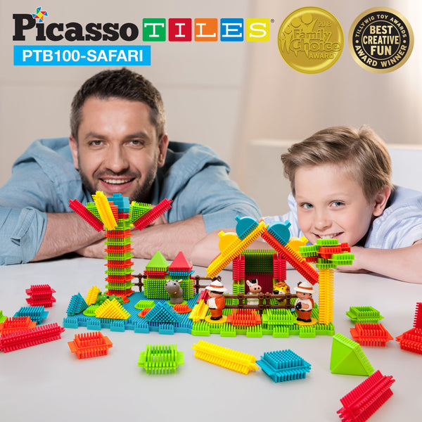 PicassoTiles Bristle Shape Building Block 120-Piece Set