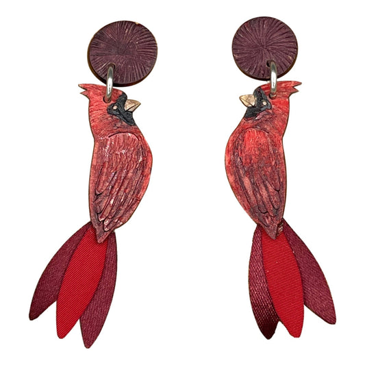 Large Cardinal Earrings