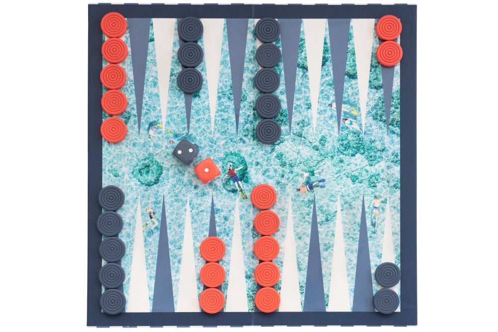 Gray Malin Checkers and Backgammon Set