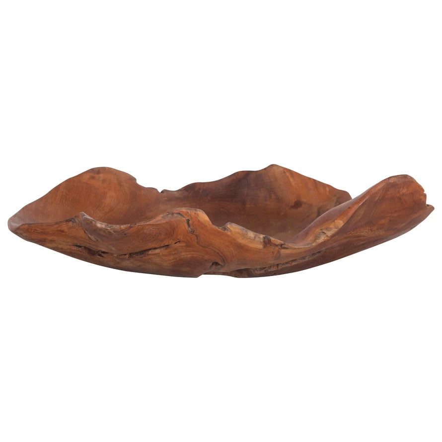 Teak Wood Sculpted Bowl