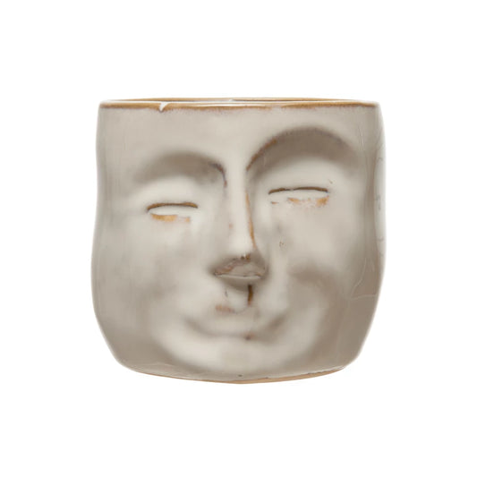 Small Stoneware Face Pot