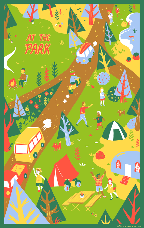 At The Park Tea Towel