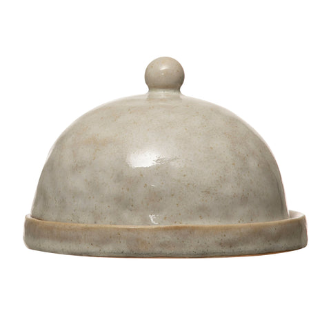 Glazed Domed Stoneware Dish