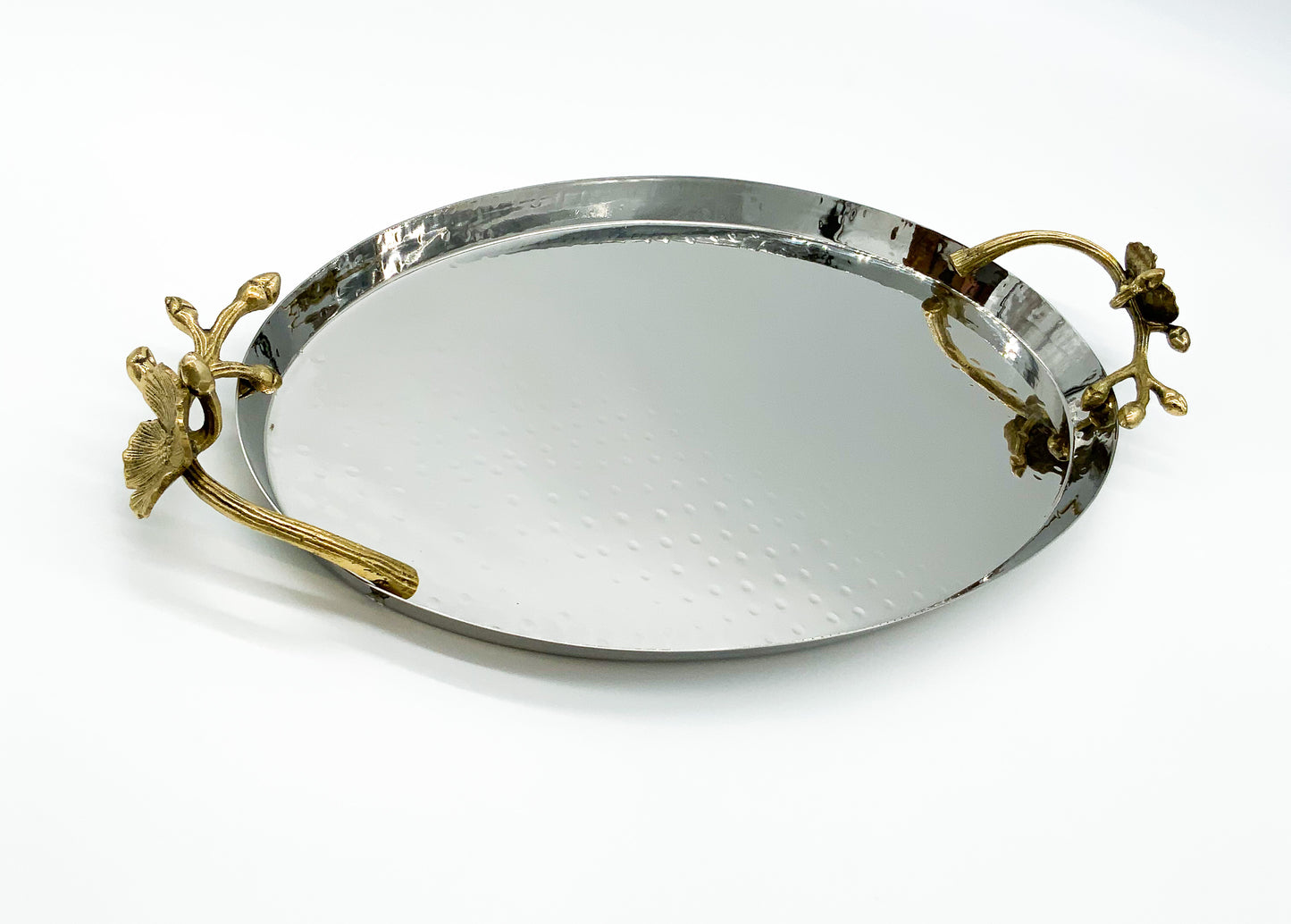 Gilded Flower Hammered Platter