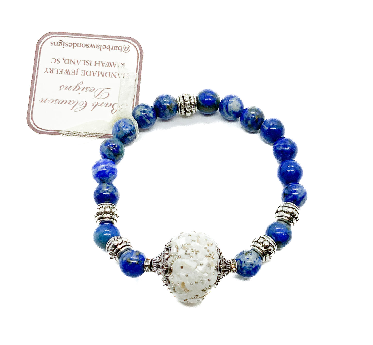 Tibetan Bead with Blue Jasper Stretch Bracelet