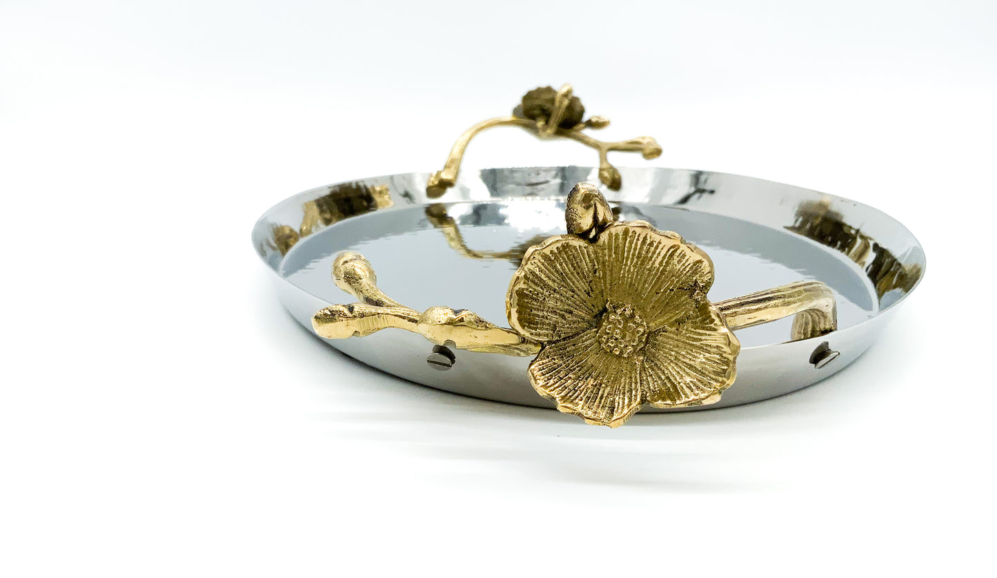 Gilded Flower Hammered Platter